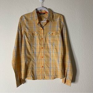 Arcteryx Womens orange/ yellow plaid long sleeve button shirt L